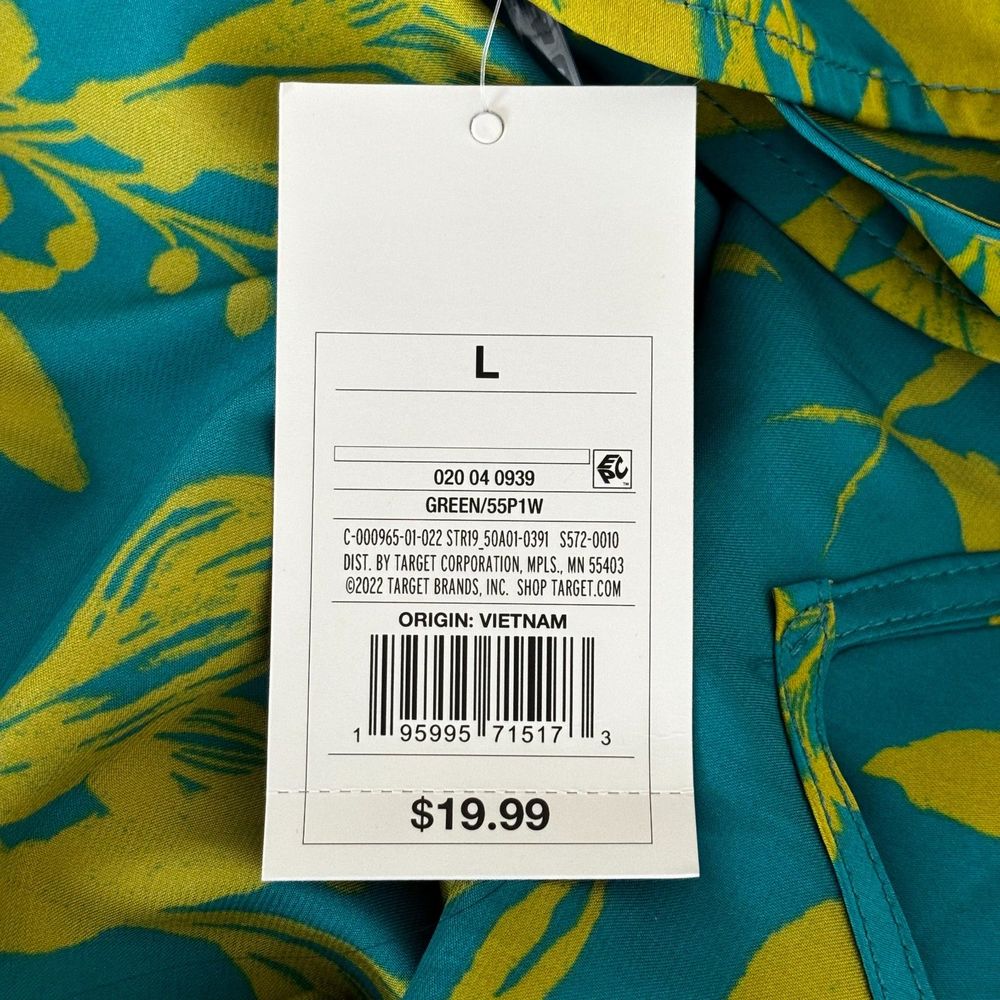 Stars Above Women Satin Floral Print Sleepwear Night Dress, Teal/Lime Large - Picture 2 of 11